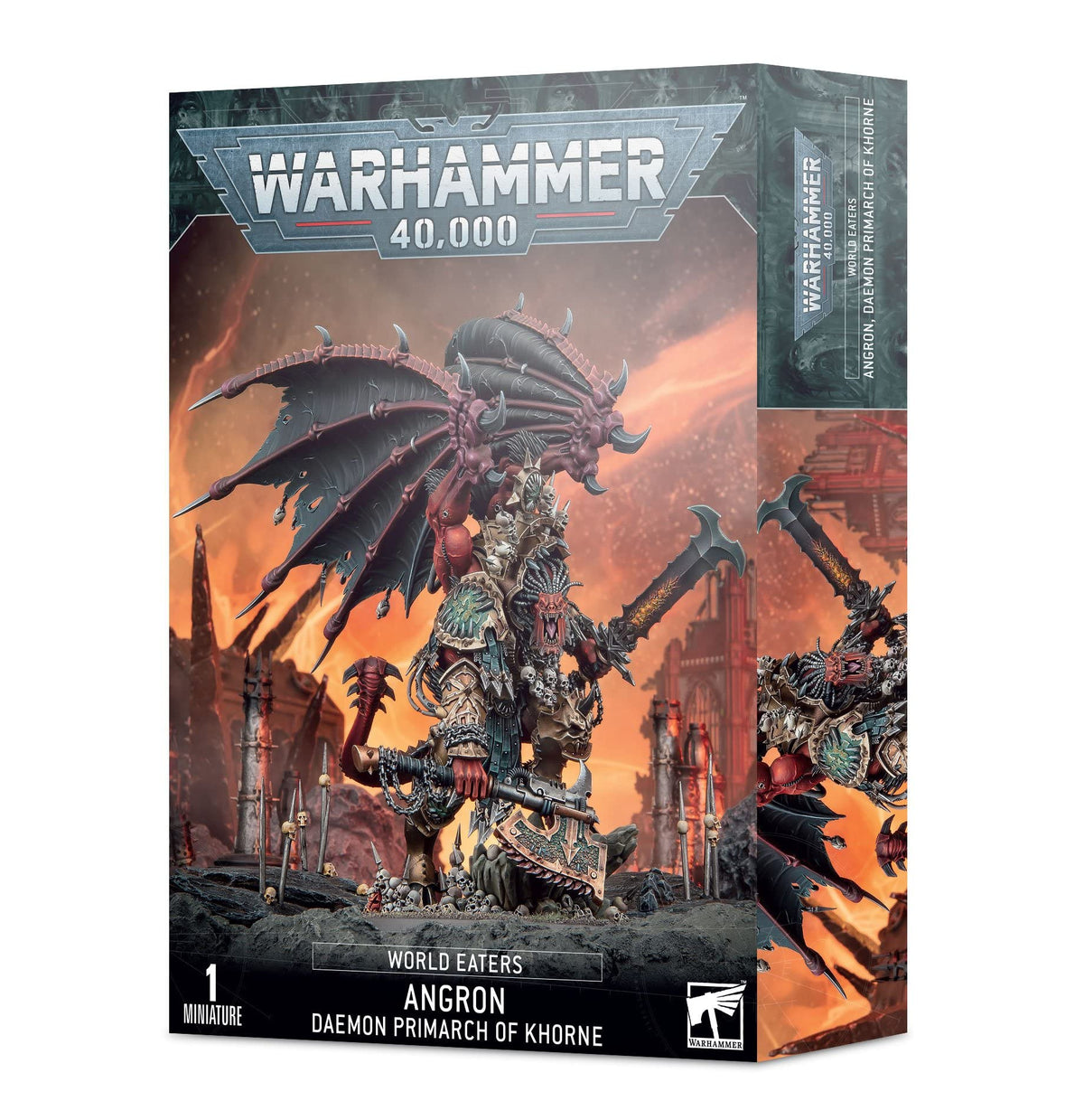 Games Workshop Angron demon primarch figure, full-body pose for action-packed battles.