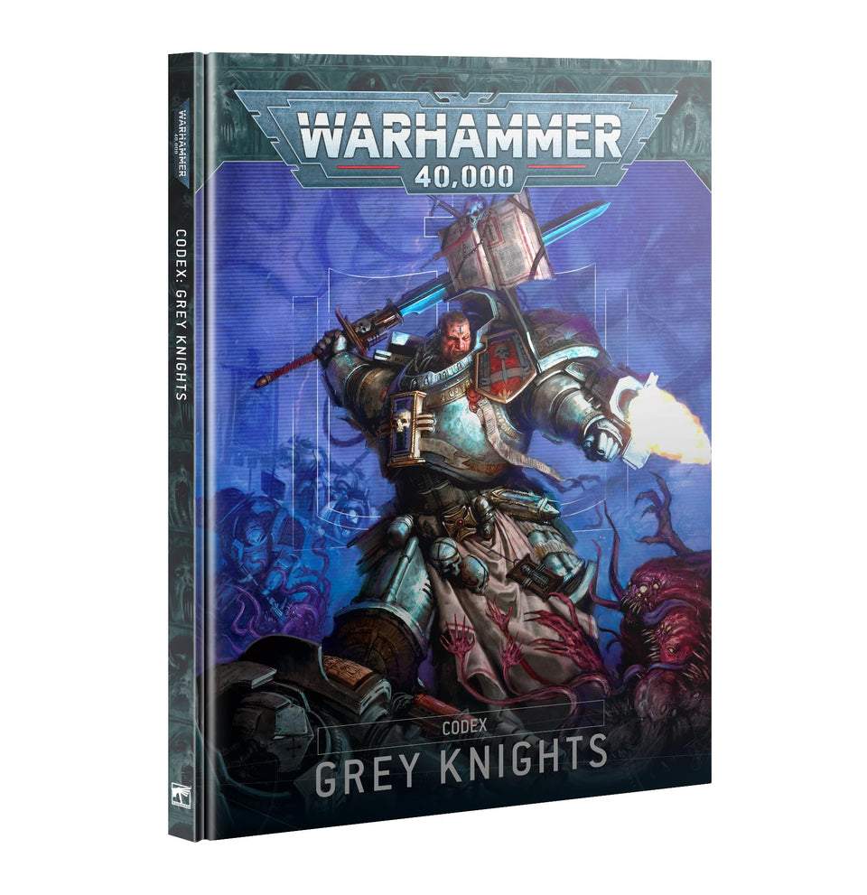 Games Workshop Grey Knights Codex cover with rich art for hobby inspiration and army building.