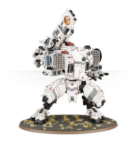 Games Workshop KV128 Stormsurge Tau leg mechanism detail shows pose flexibility and stability.