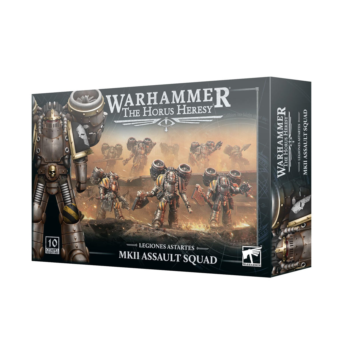 Games Workshop Legiones Astartes MKII Assault Squad pose, ready for customizing and tabletop skirmishes