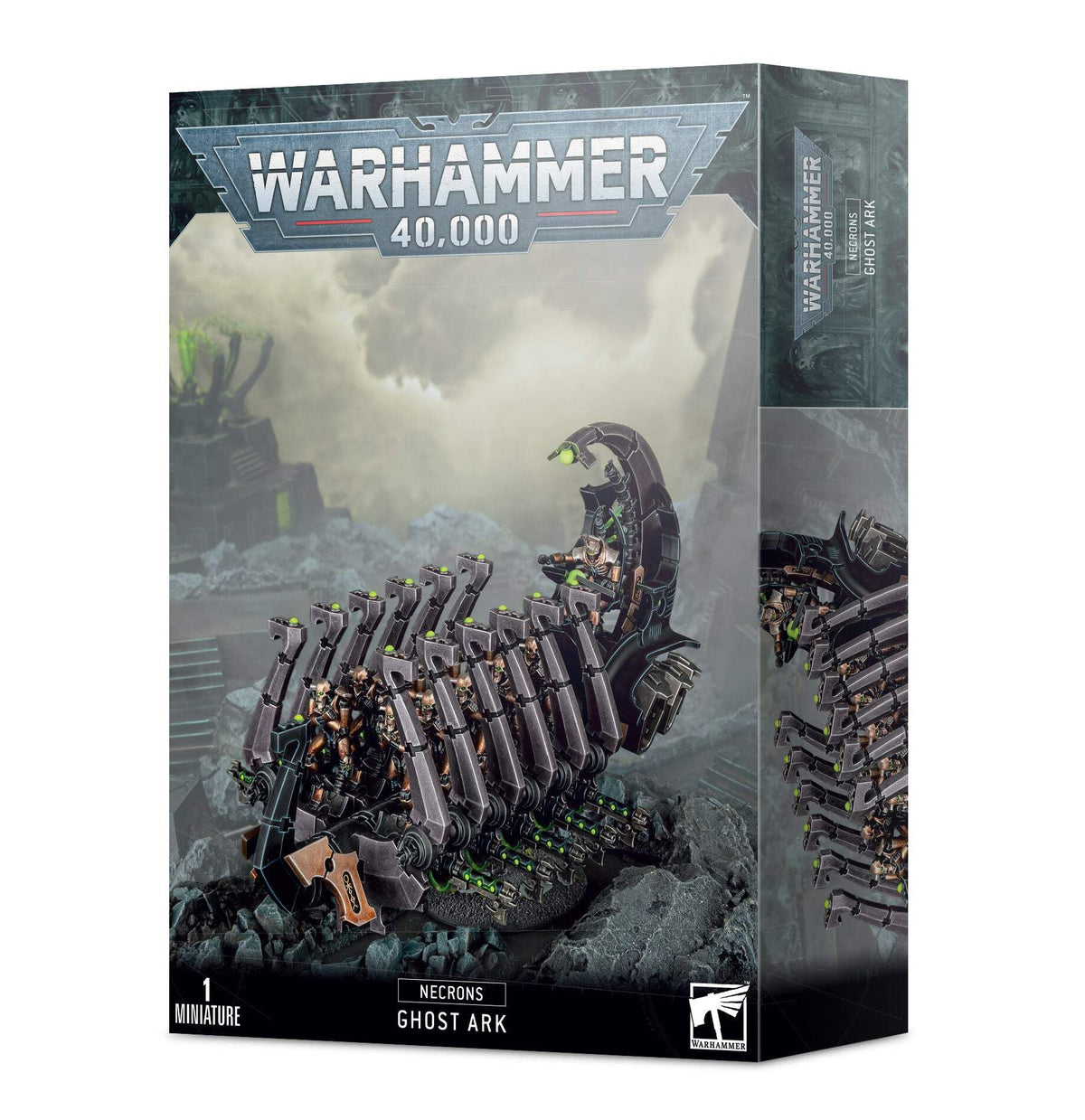 Games Workshop Necron Ghost Ark front view, showcasing stunning detail for tabletop battles