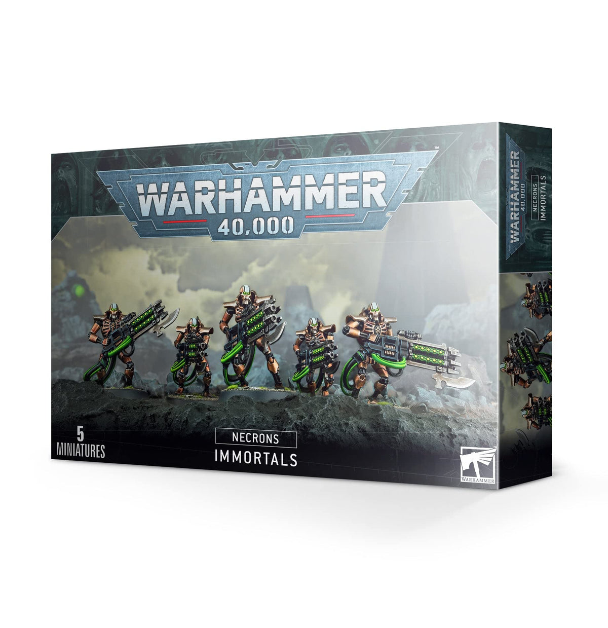 Games Workshop Necron Immortals box—80 parts for assembling and painting detailed miniatures.