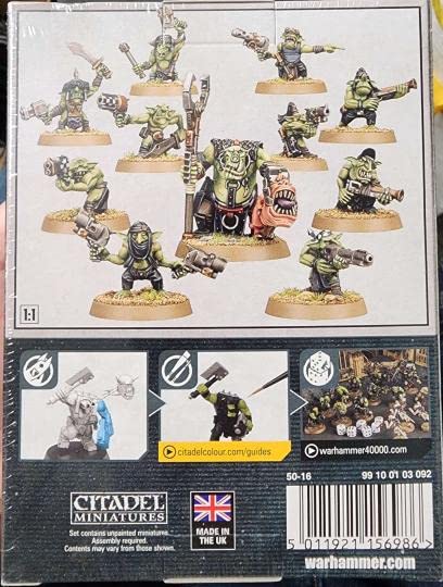 Games Workshop Ork Gretchin assembly poses image, highlighting multiple kit options for customizing units.