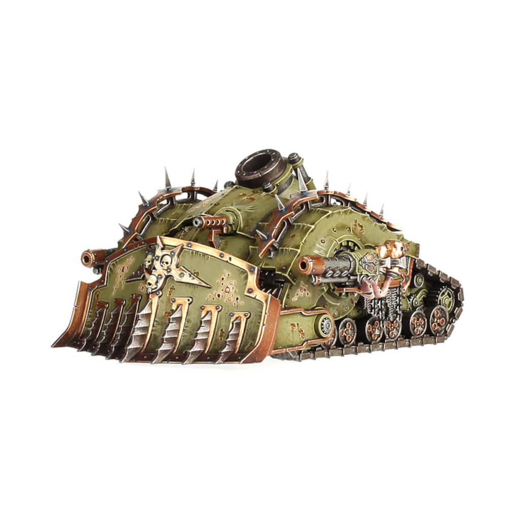 Games Workshop Plagueburst Crawler side detail showing sponsons and corrosion texture