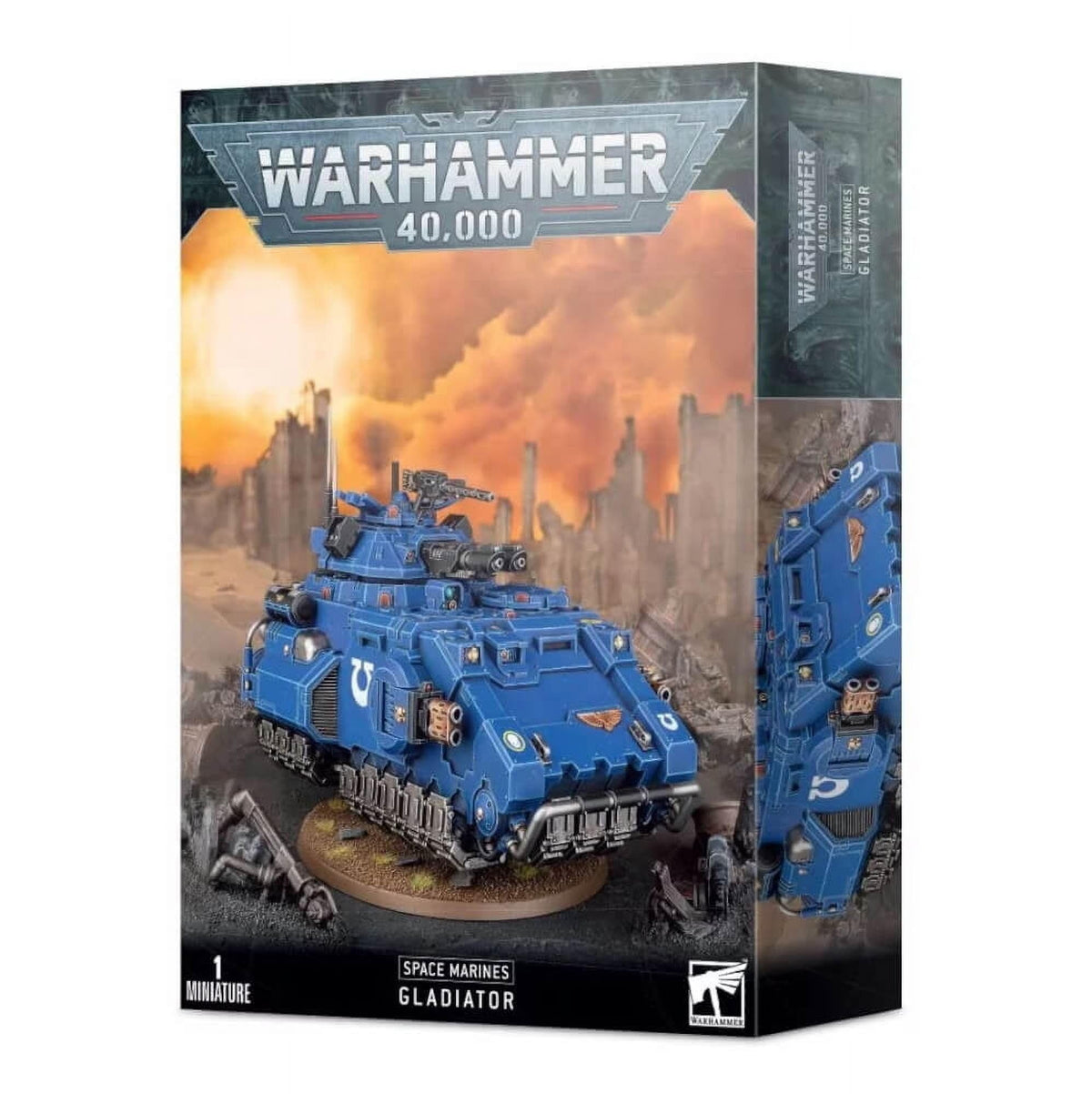 Games Workshop Space Marine Gladiator base and hover stand enable dynamic tabletop display.