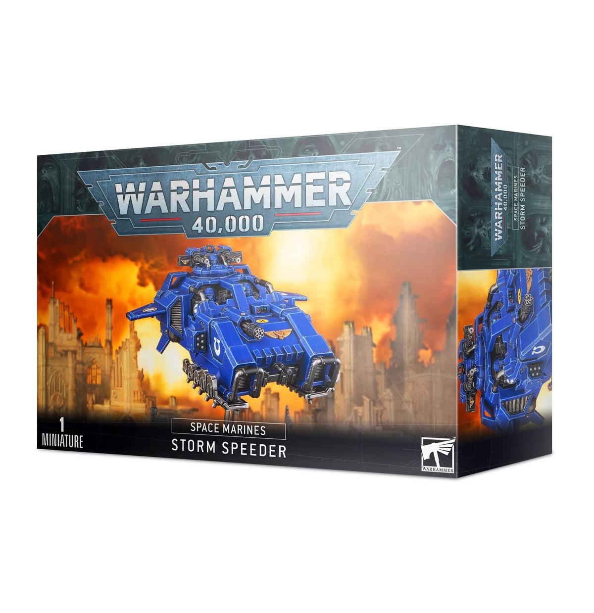 Games Workshop Space Marine Primaris Storm Speeder during assembly, highlighting three variants for versatile mobile fire support.