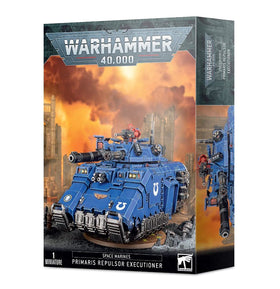 Games Workshop Space Marines Primaris Repulsor Executioner front view, armored transport for rugged battles