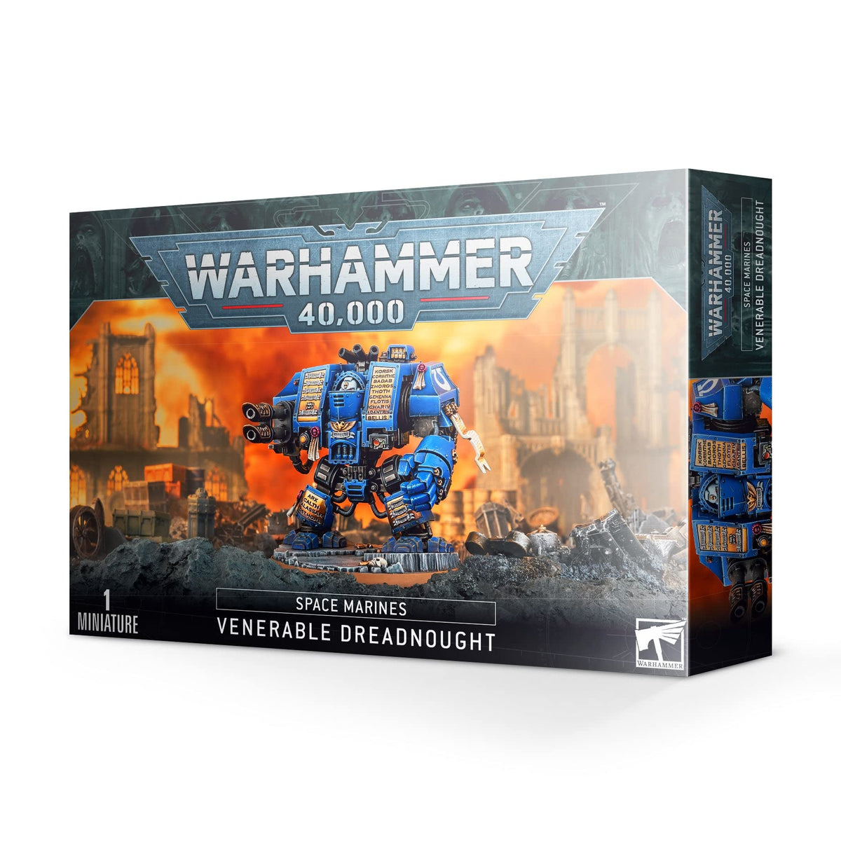 Games Workshop Space Marines Venerable Dreadnought front view, ready for painting and display