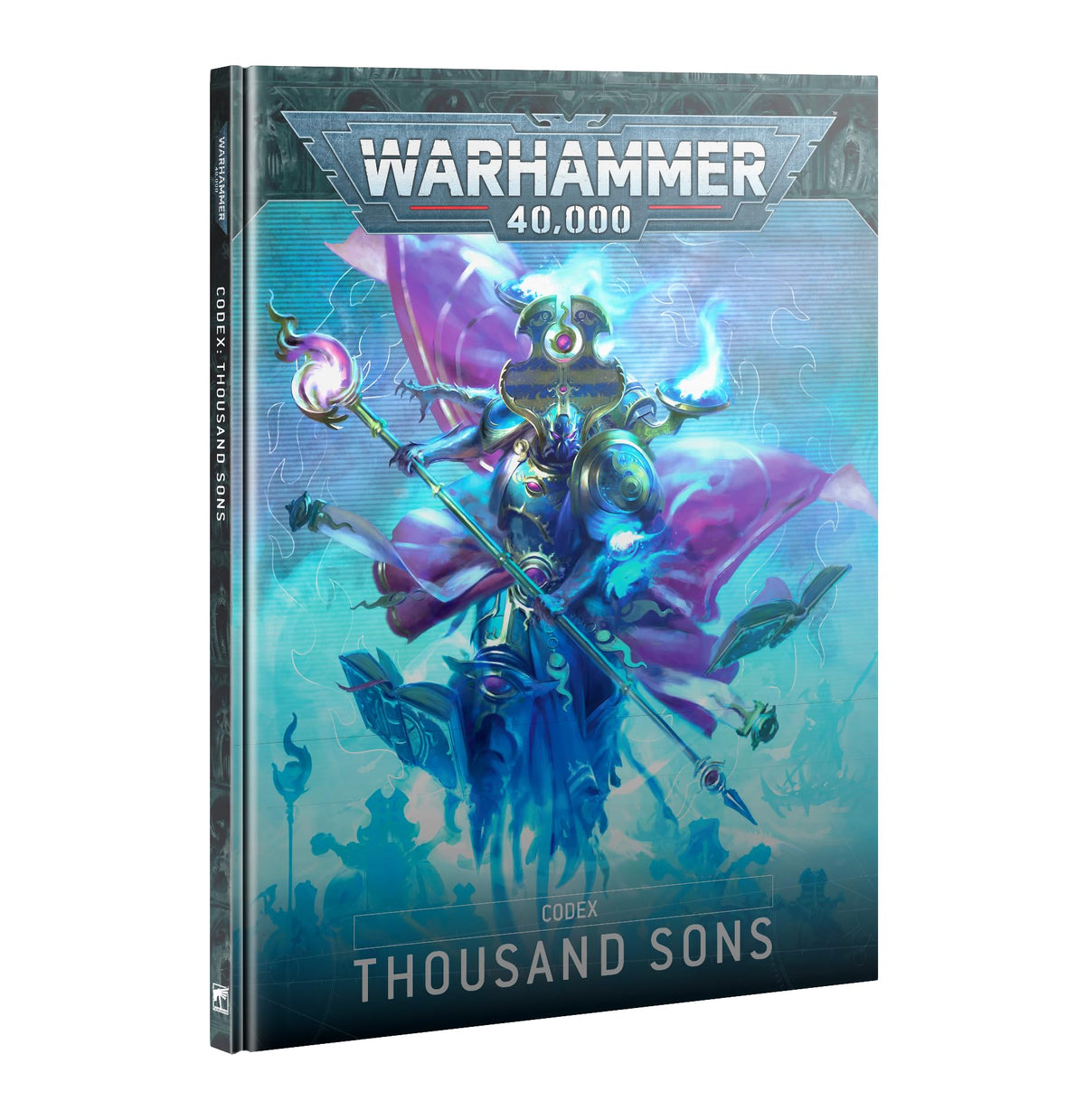 Games Workshop Thousand Sons Codex 10th Edition cover art, igniting lore and painting inspiration for collectors.