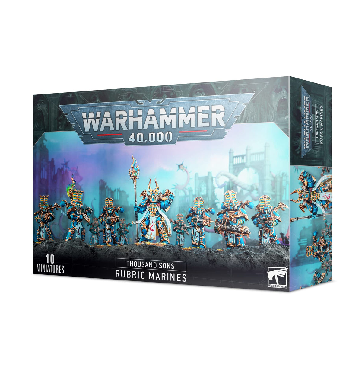 Games Workshop Thousand Sons Rubric Marines kit to assemble a 10-model Warhammer 40k squad