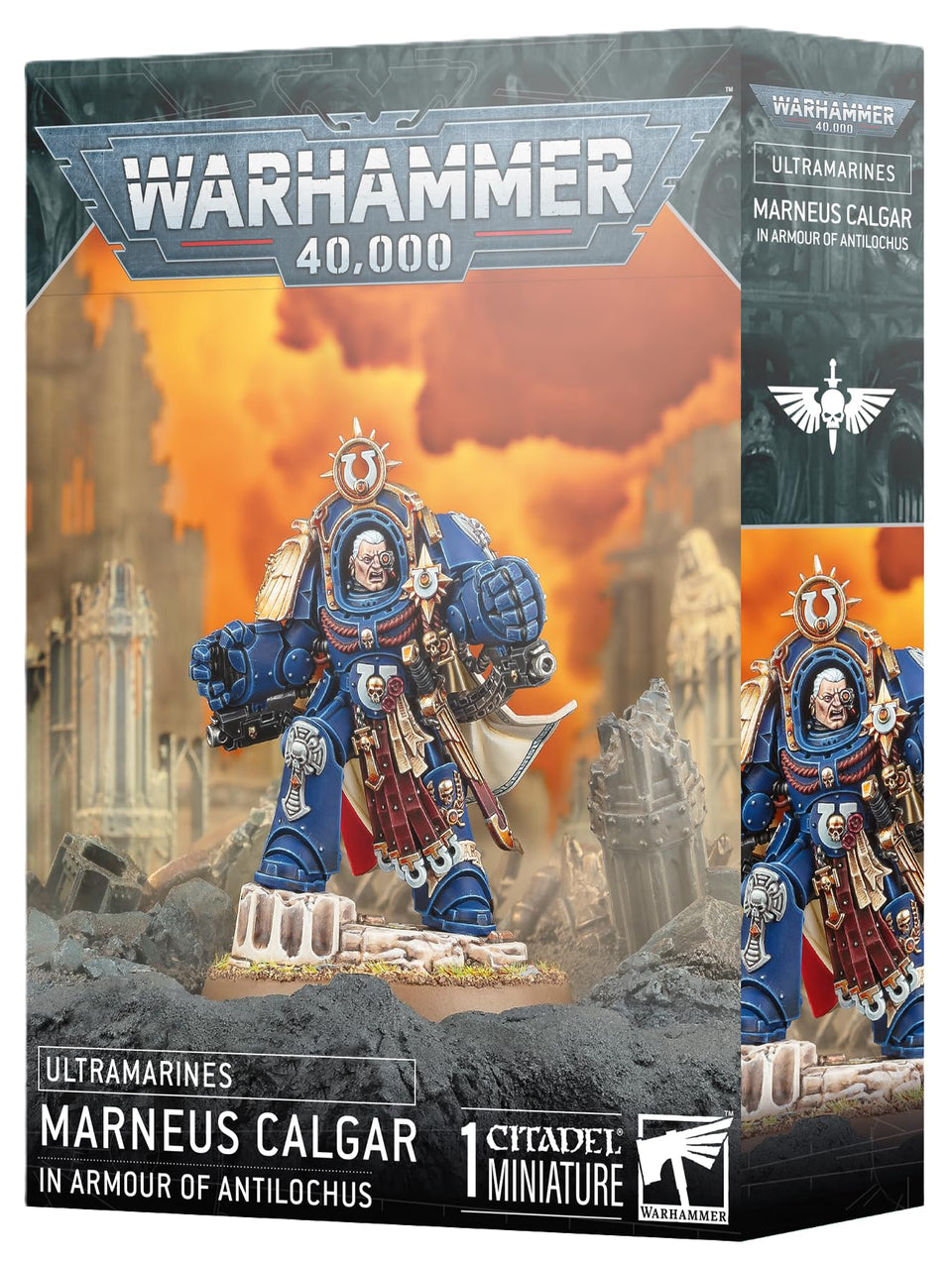 Games Workshop Ultramarines Marneus Calgar in Armor of Antilochus miniature ready for tabletop battles