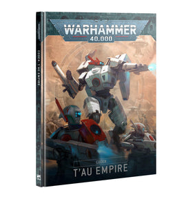 Games Workshop Tau Empire codex cover art shows dynamic warfare aesthetics for tabletop fans.