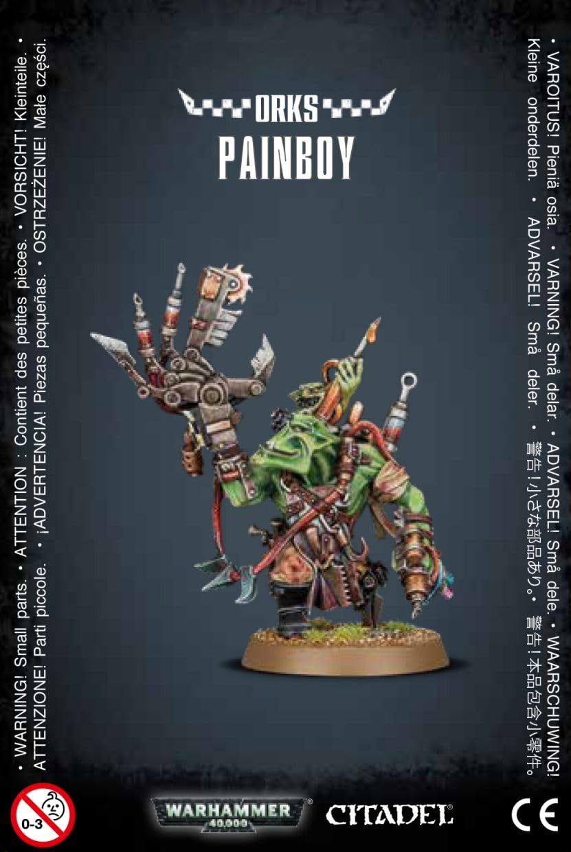 Games Workshop Ork Painboy with grot orderly, unpainted plastic mini for tabletop battles.