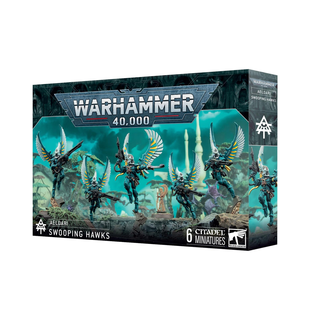 Games Workshop Aeldari Swooping Hawks Exarch and shrine kit supports versatile builds.