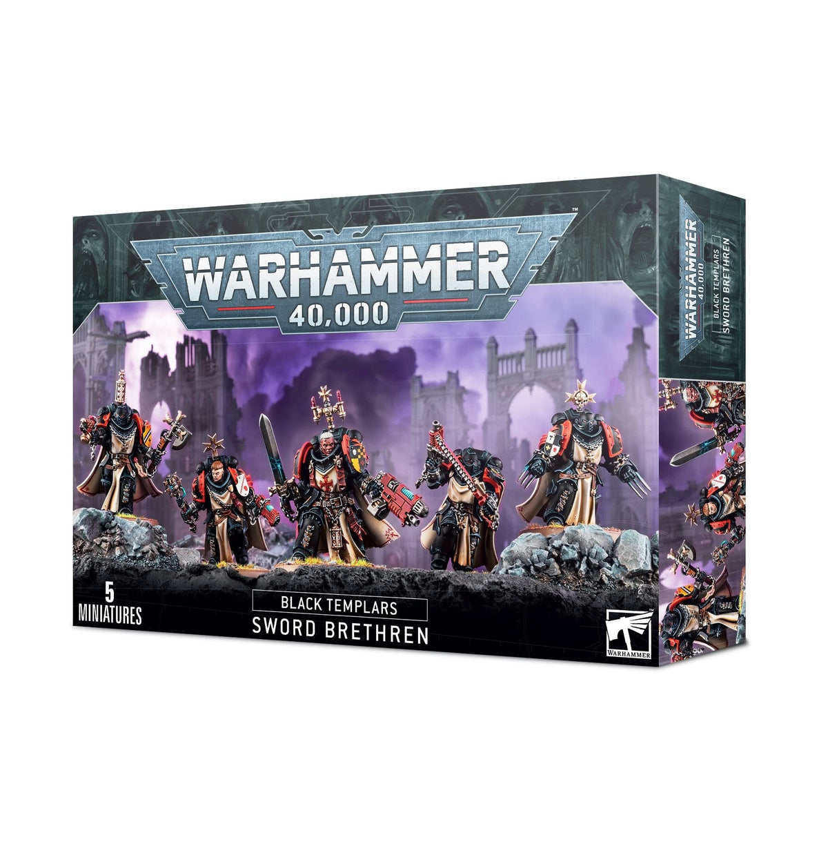 Games Workshop Warhammer 40,000 Black Templars Sword Brethren, front view miniature ideal for tabletop battles