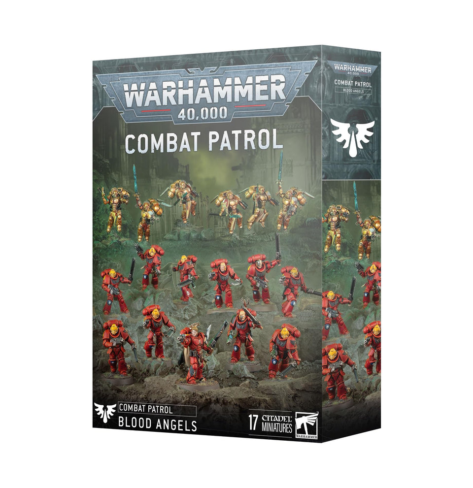Games Workshop Blood Angels Combat Patrol box with 17 miniatures for dynamic tabletop battles.