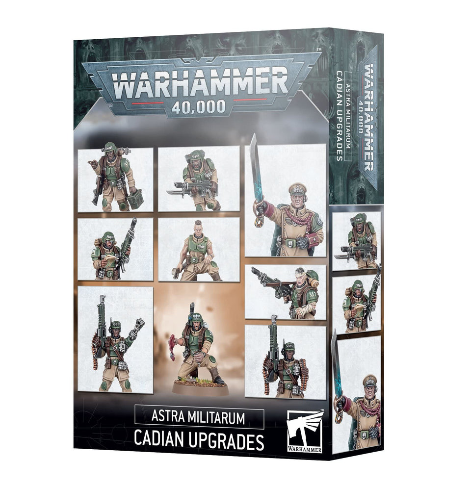Games Workshop Astra Militarum Cadian Upgrades sprue contents enable extensive squad customization.