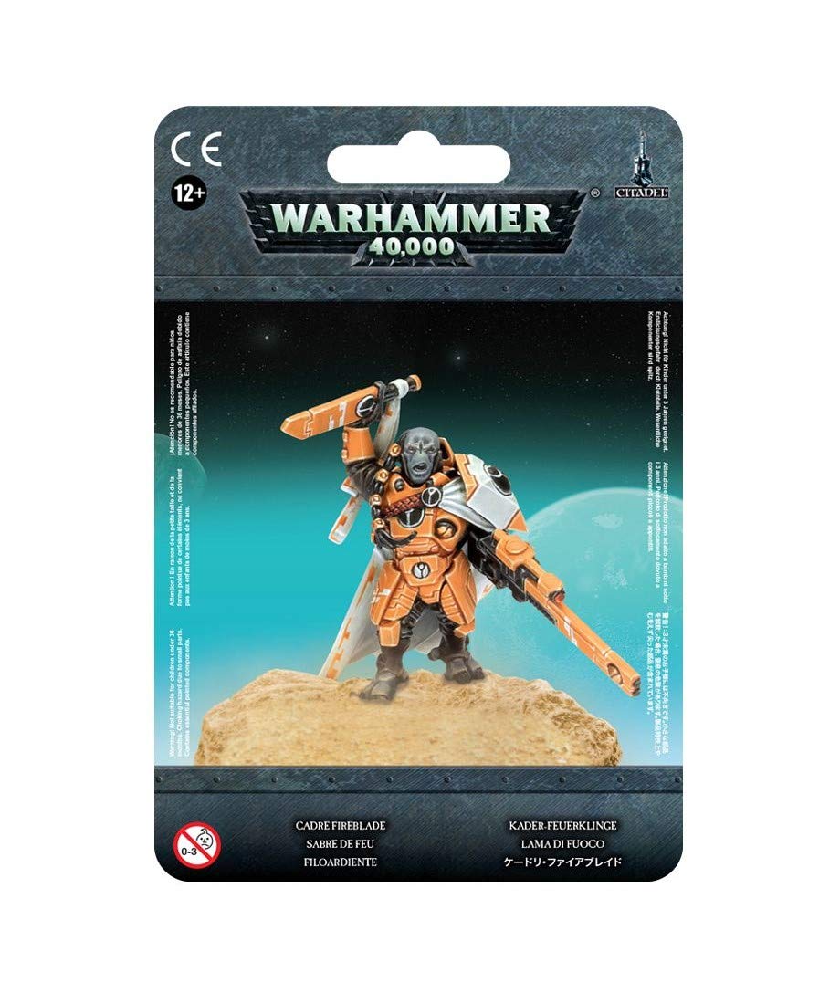 Games Workshop Cadre Fireblade model in dynamic pose, ready for painting and tabletop battles.
