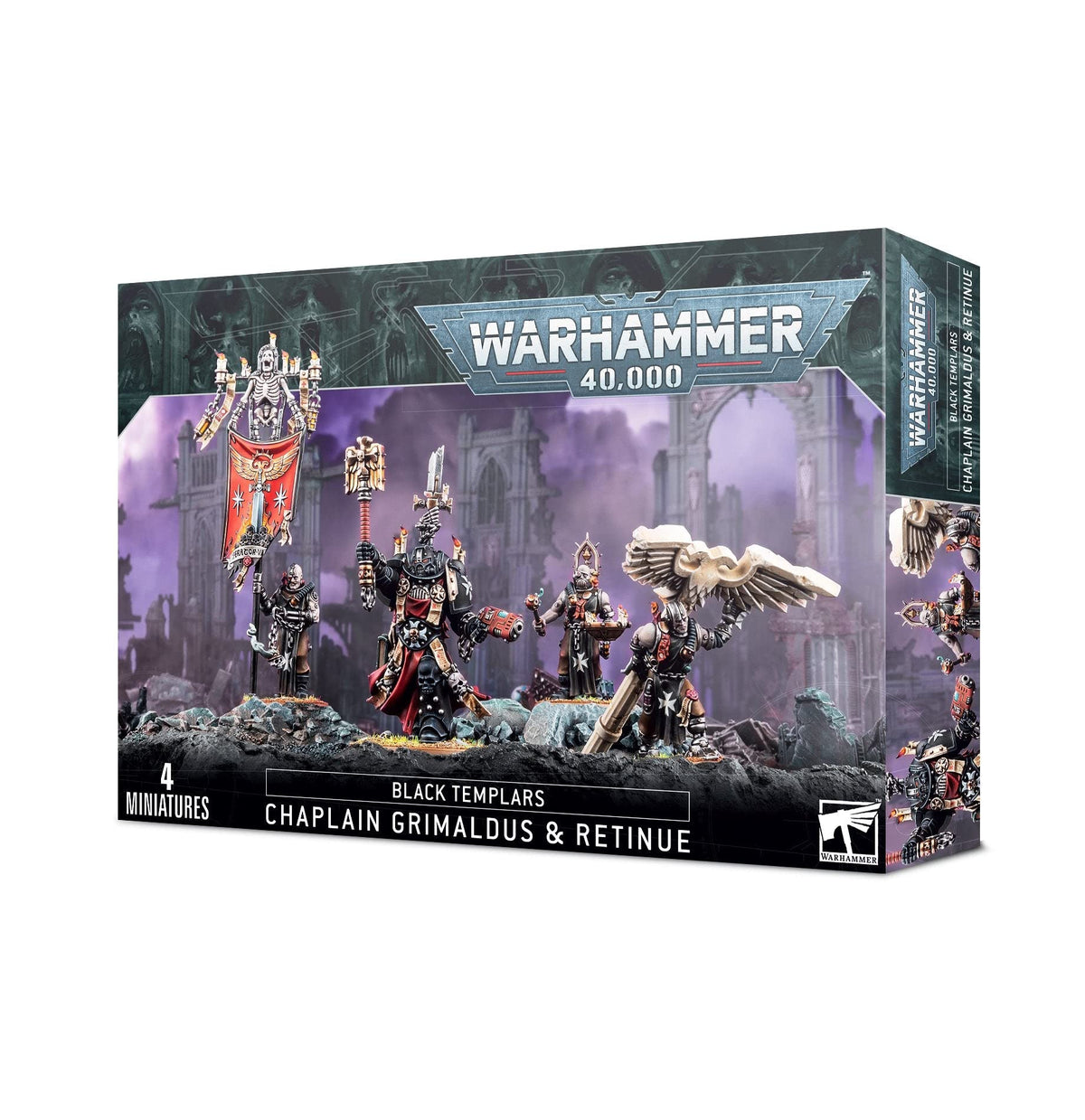 Games Workshop Grimaldus and Retinue kit, unpainted miniatures ready for assembly and customization.