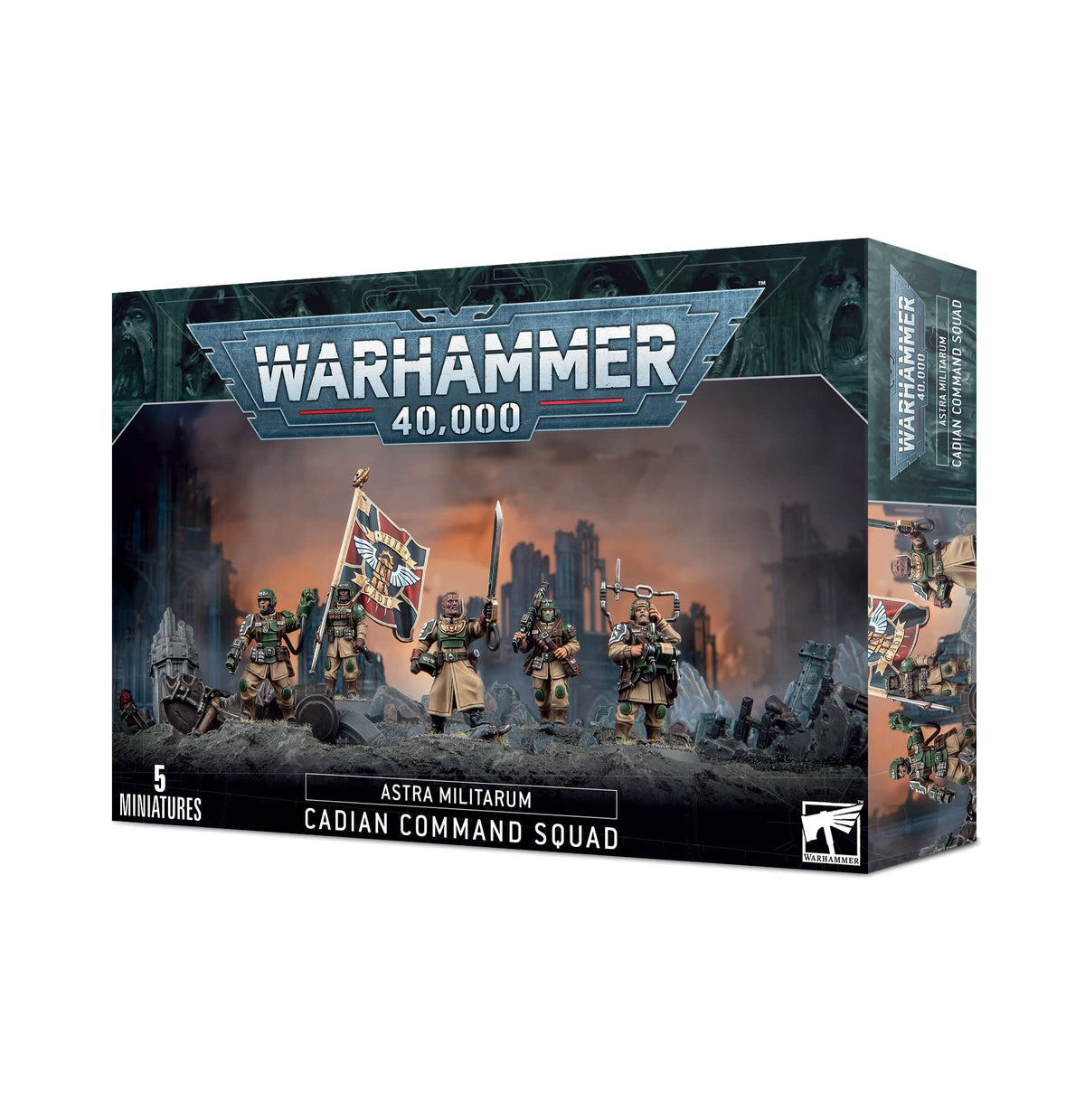 Games Workshop Warhammer 40k Cadian Command Squad pose for immersive tabletop battles