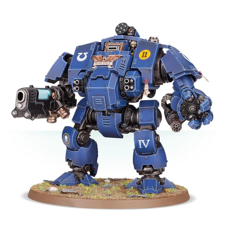 Games Workshop Primaris Redemptor Dreadnought side profile showing armor silhouette