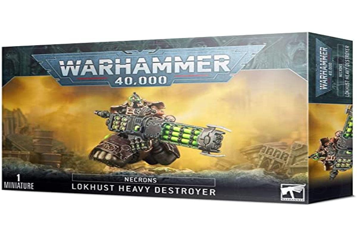 Games Workshop Lokhusts Heavy Destroyer in grey, ready for display painting and tabletop battles.