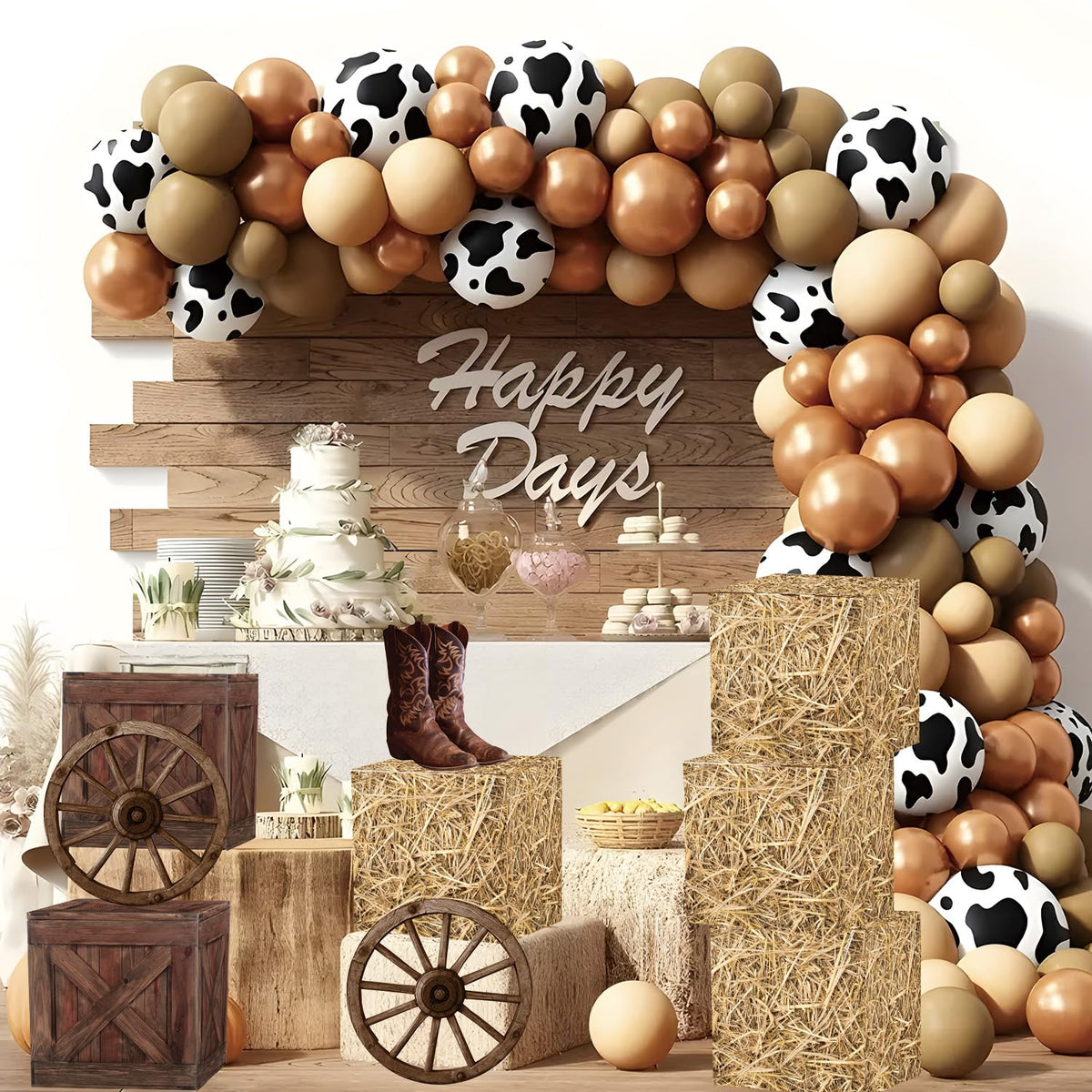 Gameza western decor kit ties the whole setup for a cohesive rodeo backdrop.