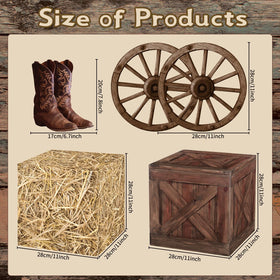 Gameza western wooden boxes provide sturdy display bases for thematic table settings.