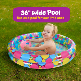 Gamie backyard party setup with inflatable pond and ducks