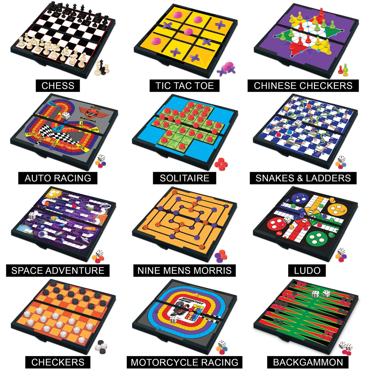 Gamie 5-inch design portable board games ideal for airplanes and road trips