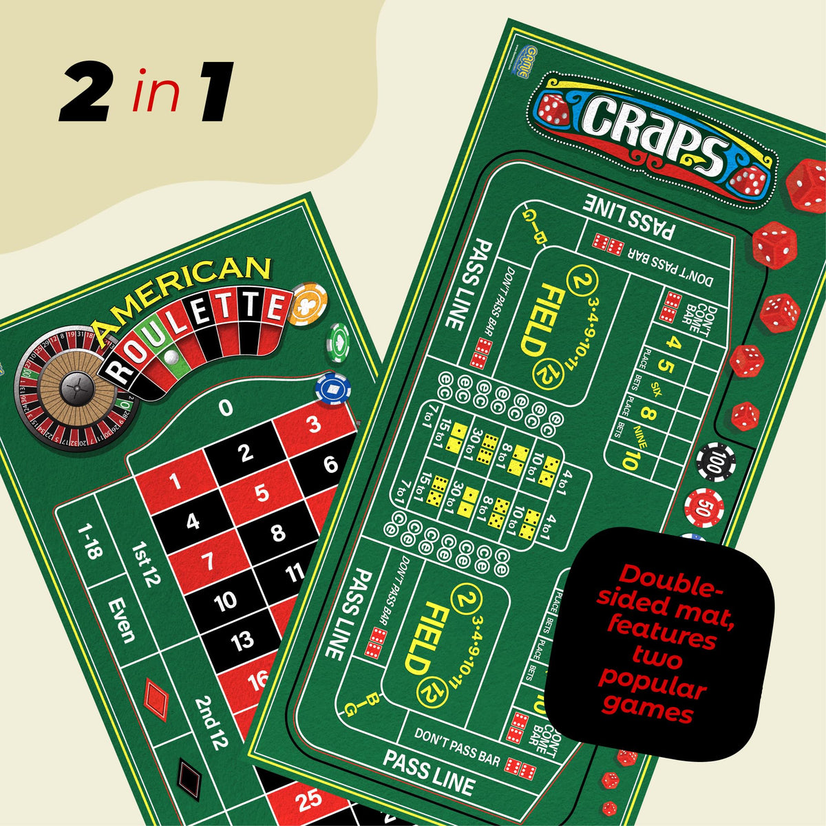 Gamie craps layout side on premium felt for stable chip placement