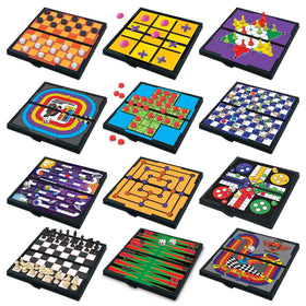 Gamie magnetic travel games set featuring 12 titles in a compact case for trips