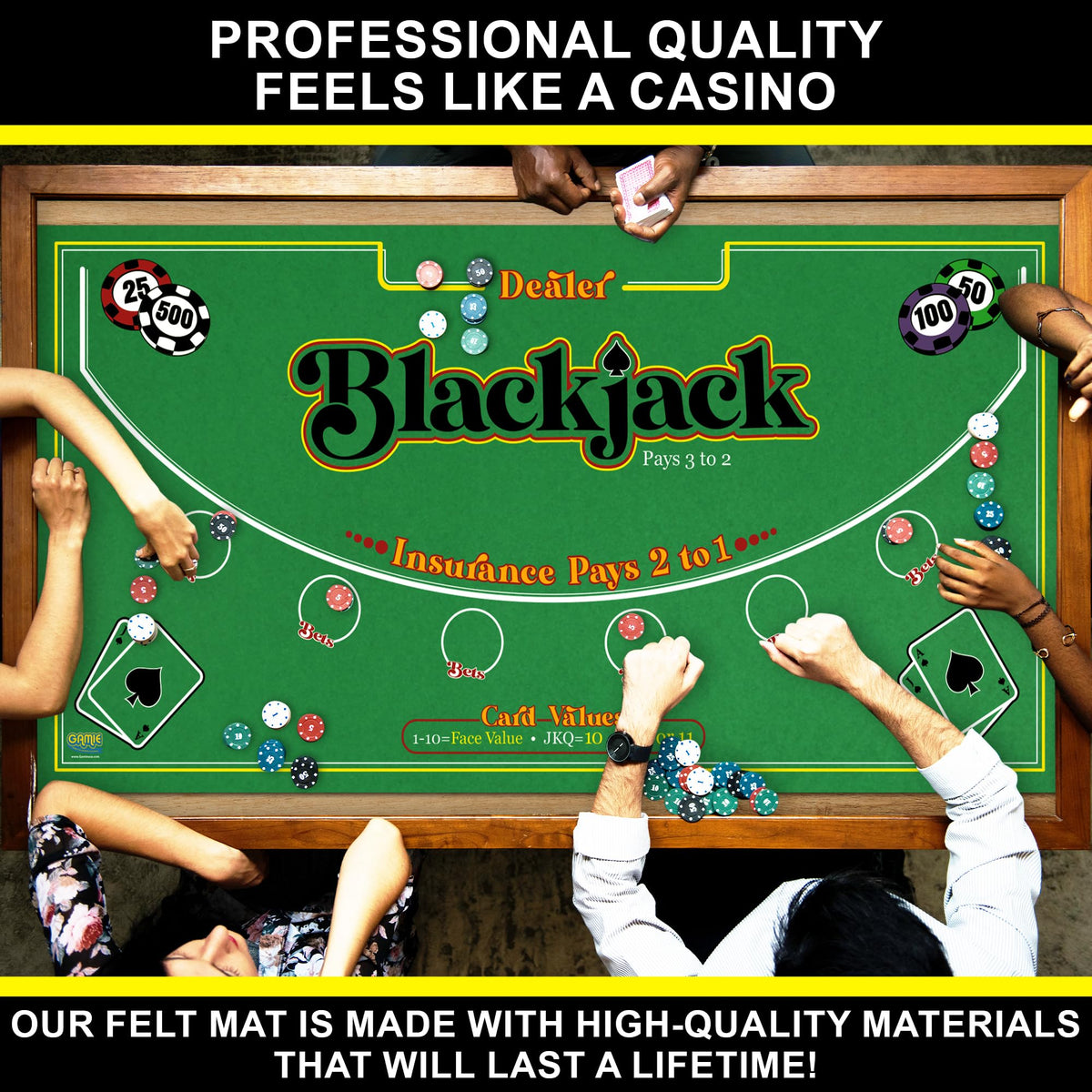 Gamie Texas Hold’em layout side for quick, flexible gameplay.
