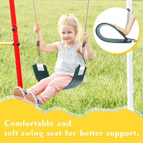 GAMKII reinforced EVA seat showing 24x5.9 inch size for comfortable family swings.
