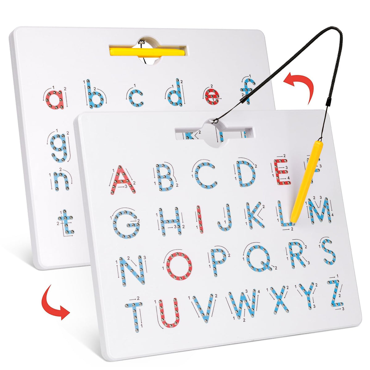 GAMENOTE double-sided letter board front view supports early literacy learning at home.
