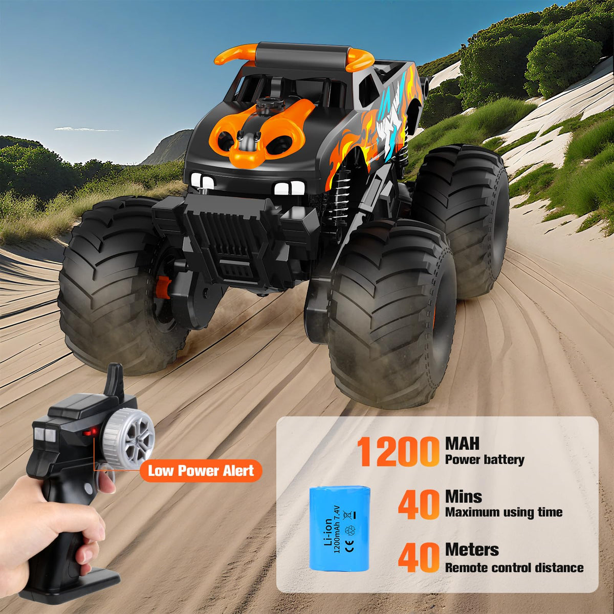 Gampop Amphibious bull-spray feature adds realistic action during play.