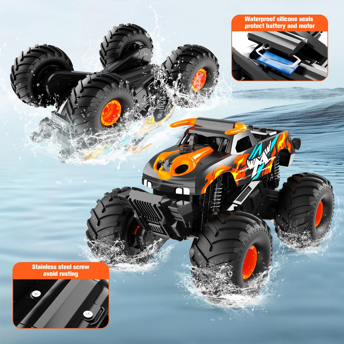 Gampop one-touch stunt lets wheelies and upright balance.