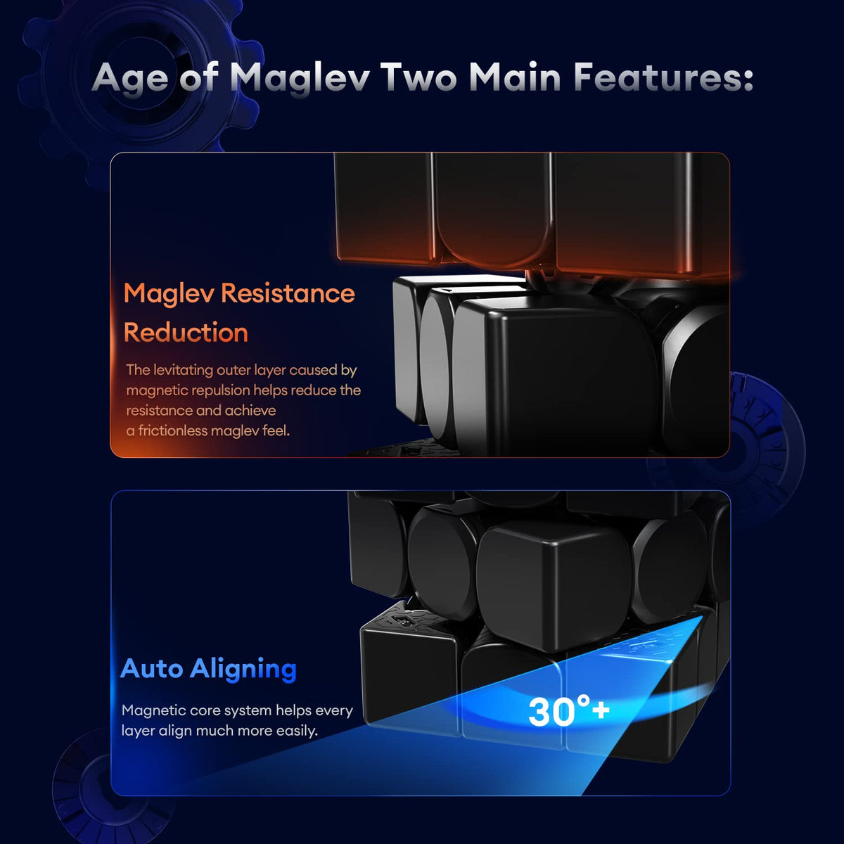 GAN 13 Maglev Frosted cube magnet closeup highlights precise magnet system for stable turns.
