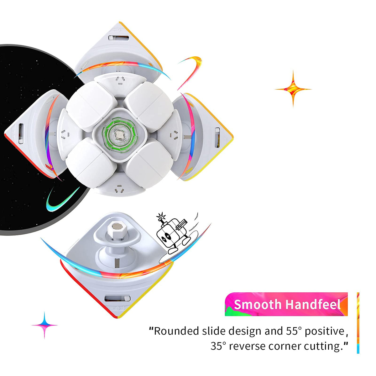 GAN 251 M Pro fixed logo corner adds stability during play.