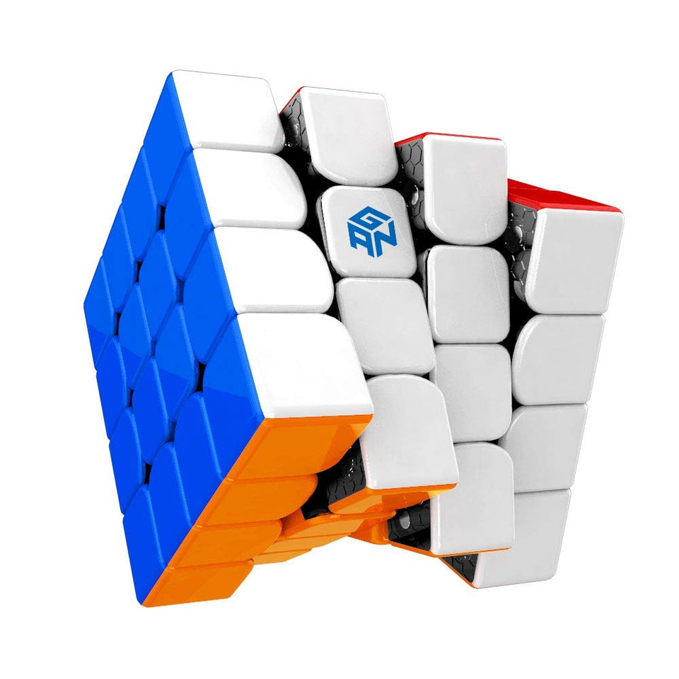 GAN 460M speedcube front view highlighting magnetic capsules for stable turns.