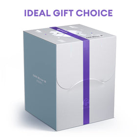 GAN MirrorM packaging showcases a travel-ready purple cube for easy transport.