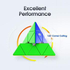GAN Pyraminx demonstrating 120° corner cutting for agile moves.
