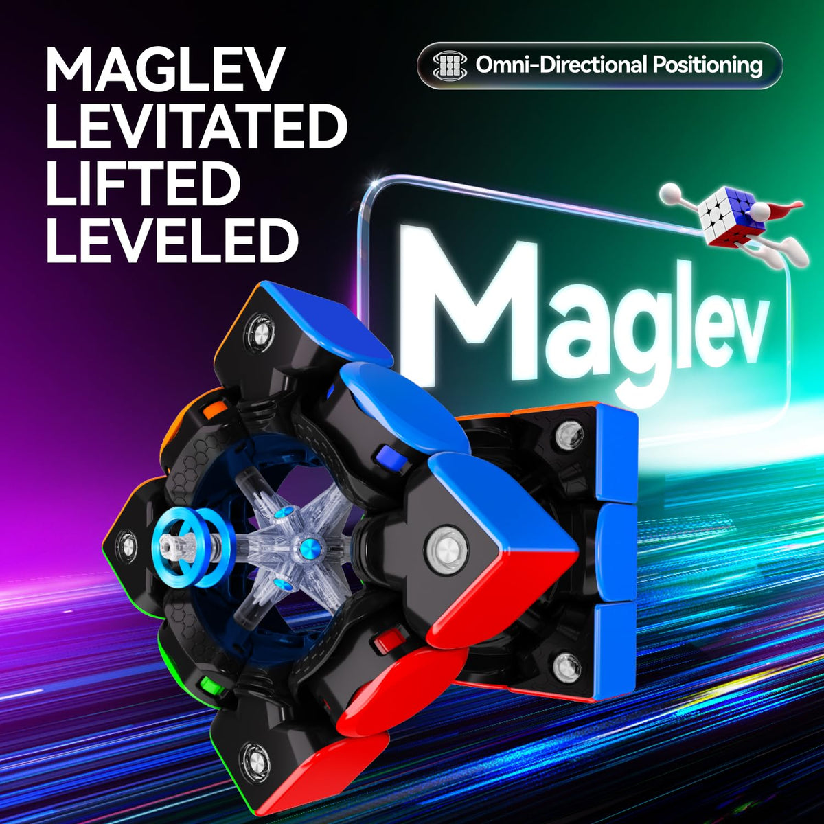 GAN V100 Maglev cube omni-positioning closeup shows smooth levitation