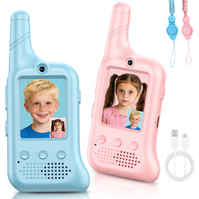 Gannyfer Video Walkie Talkie with avatars for kids during outdoor adventures.