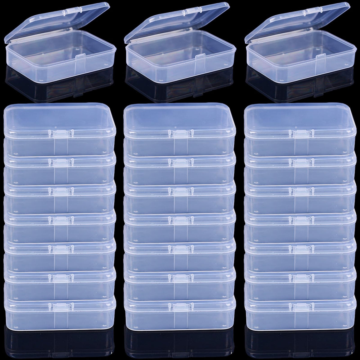 Gansita clear card box with snap closed for secure card storage.