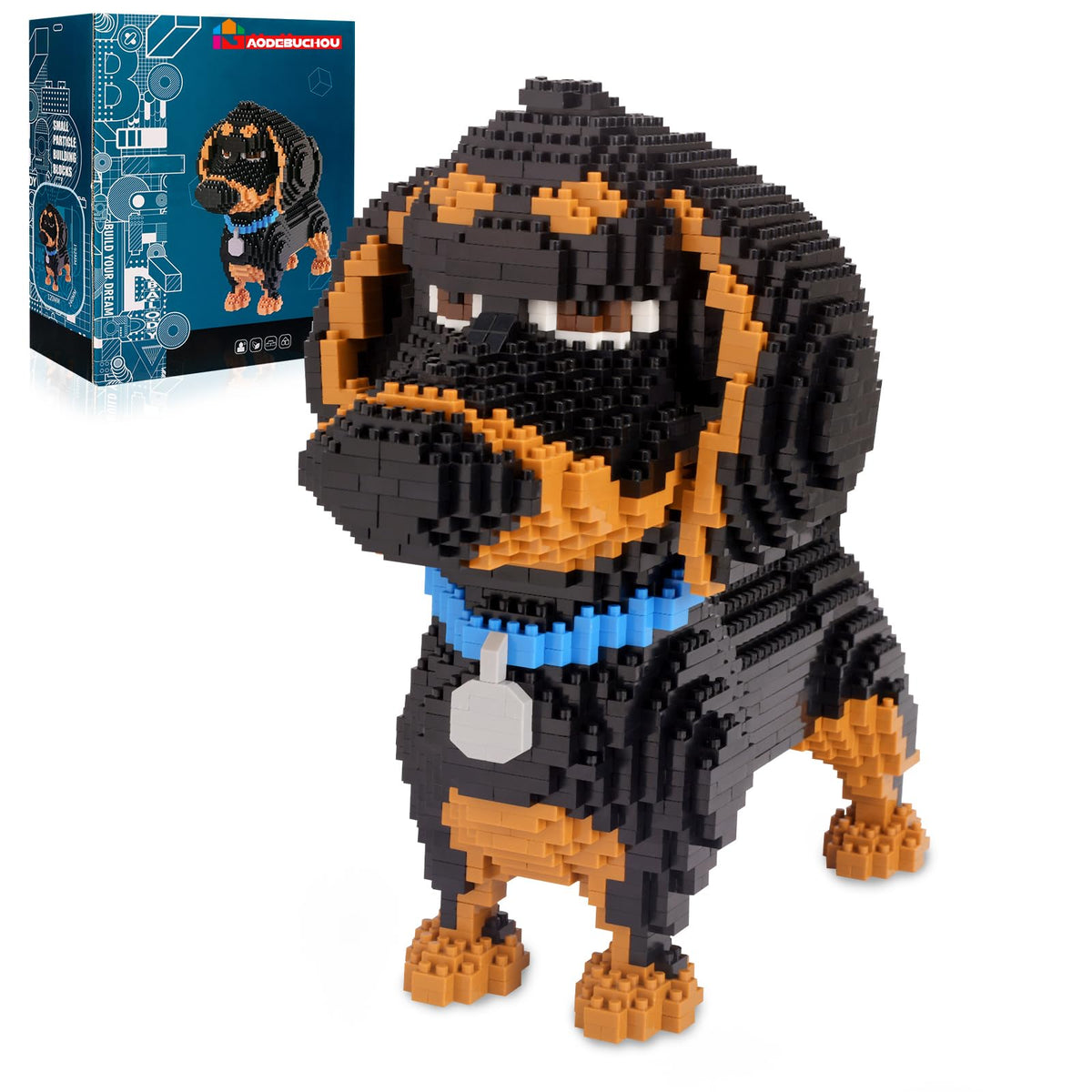 GaoDeBuChou Dachshund 3D puzzle close-up shows lifelike detail for display