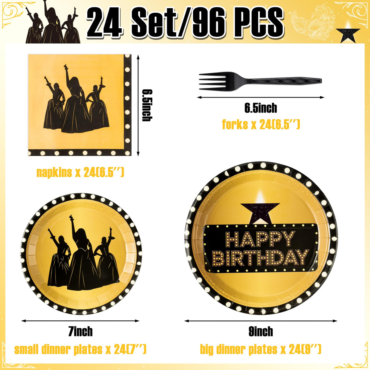 GaofanWai musical star dessert plates in black and gold elevate celebrations