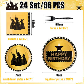 GaofanWai musical star dessert plates in black and gold elevate celebrations