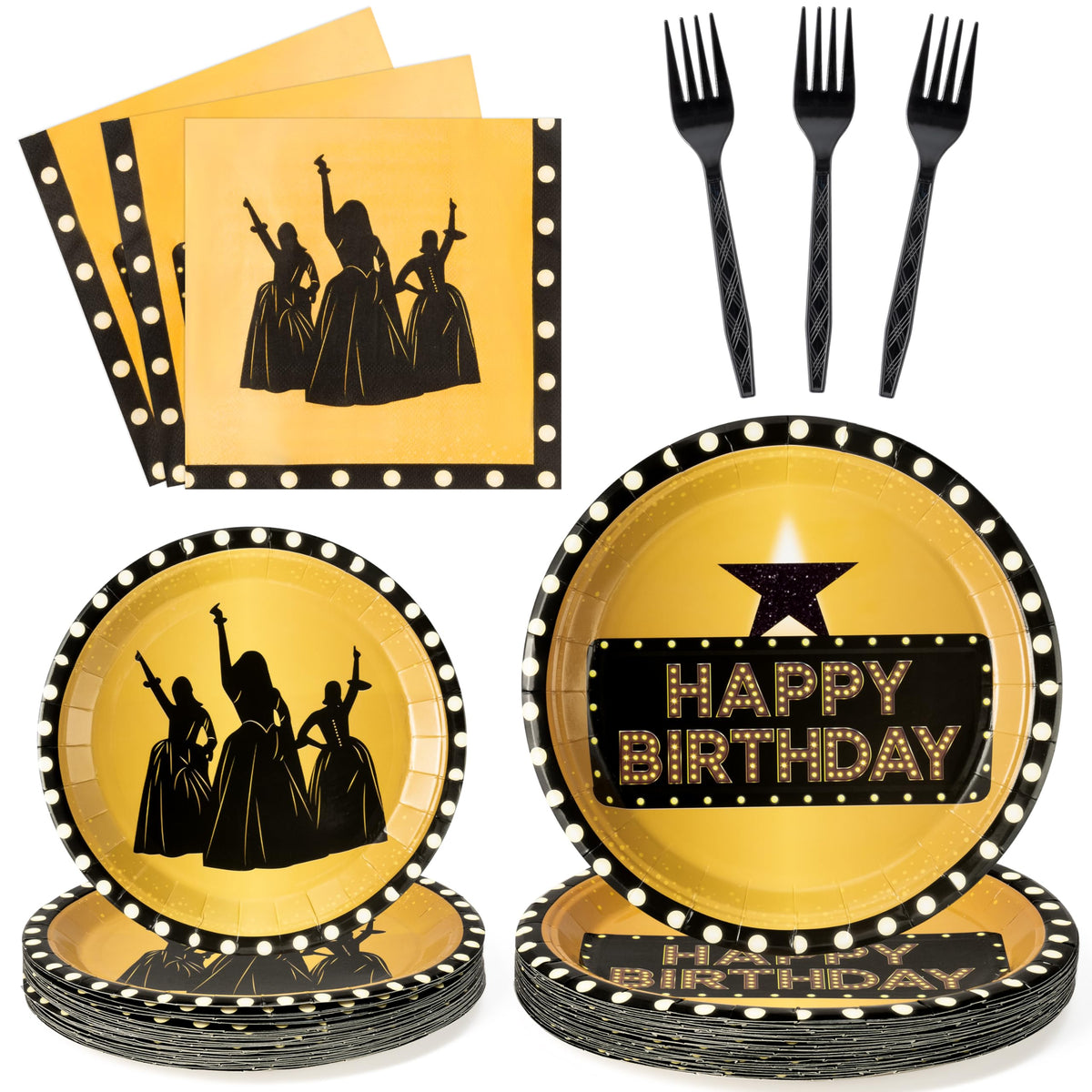 GaofanWai musical star dinner plates in black with gold accents deliver elegant dining