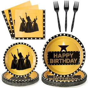 GaofanWai musical star dinner plates in black with gold accents deliver elegant dining